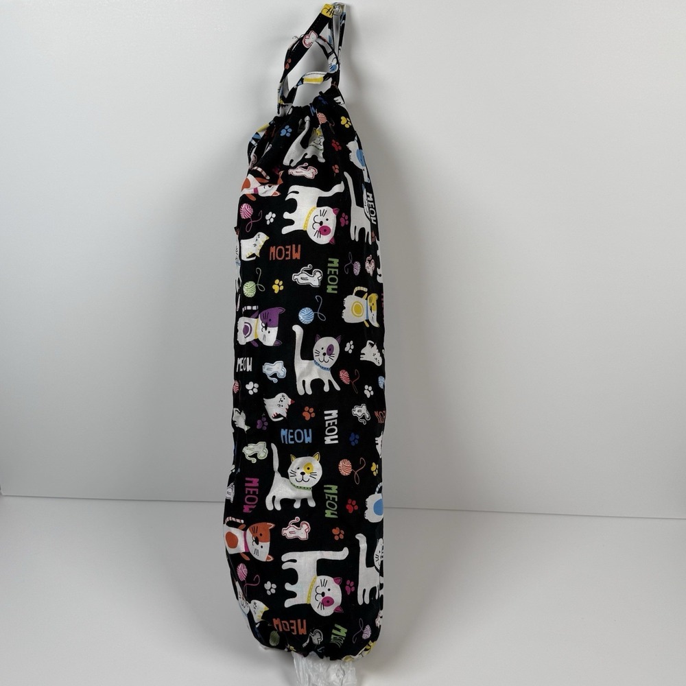 Handmade Fabric Grocery Bag Sack Holder Kitchen Pantry Reusable New Kitties Cat